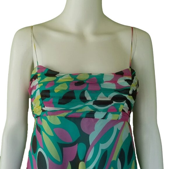Milly of New York Multicolor Silk Spaghetti Strap Empire Waist Dress Size XS - Picture 8 of 9